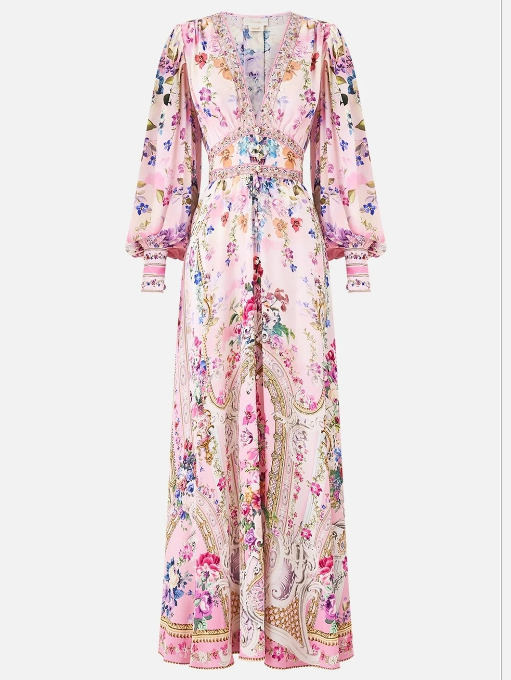 Camilla Palatial Pastels shaped waistband dress with gathered sleeves - Picture 5 of 12